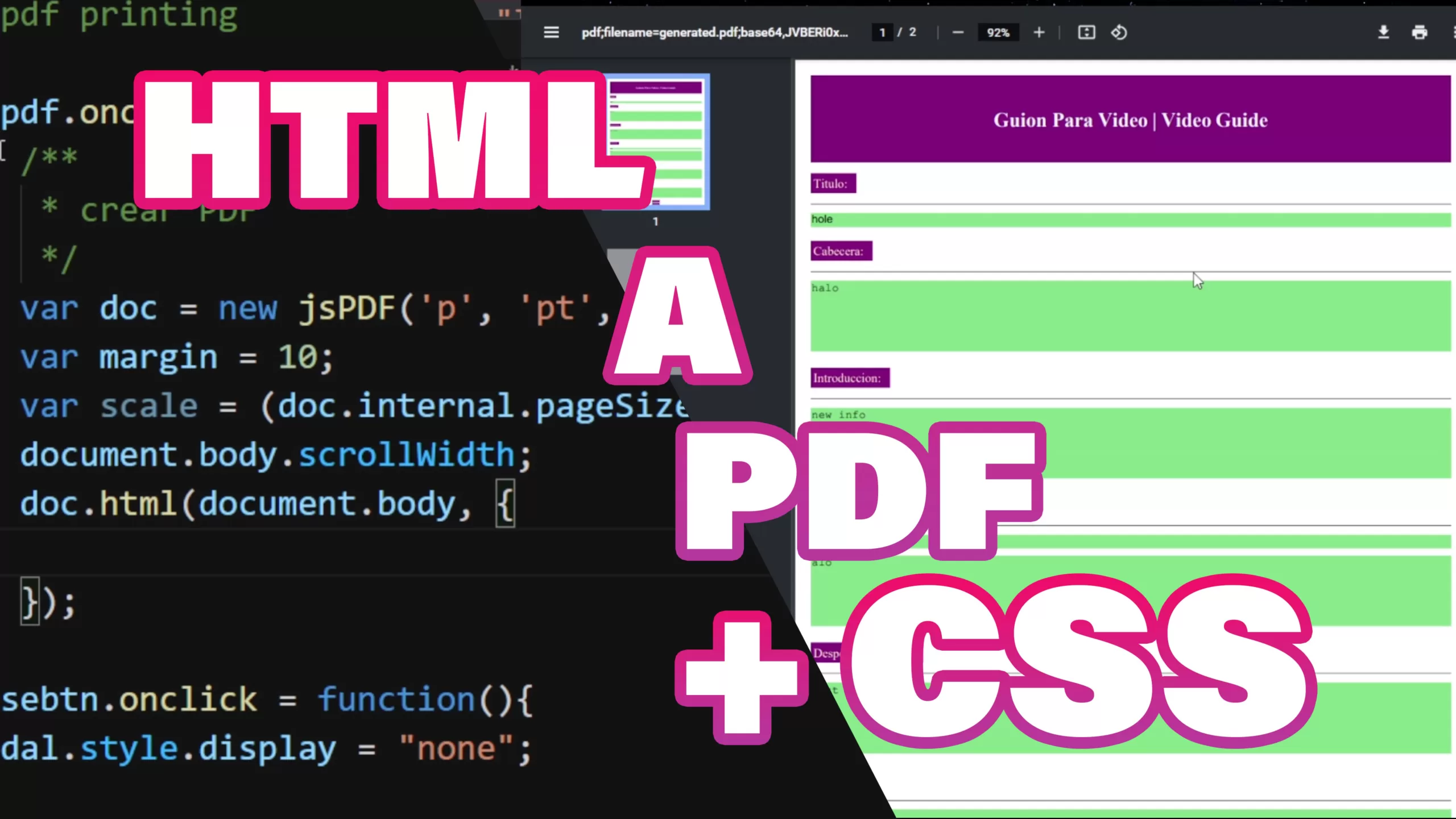 Convierte pagina HTML y CSS a PDF